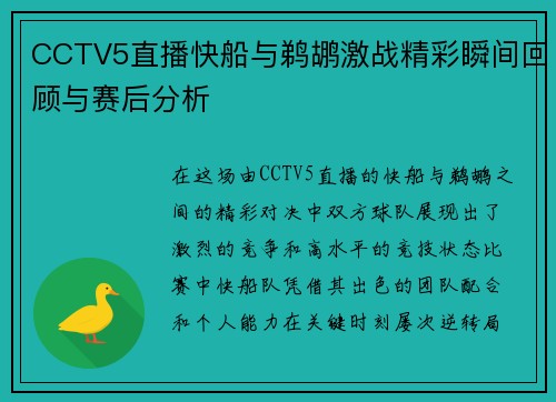 CCTV5直播快船与鹈鹕激战精彩瞬间回顾与赛后分析
